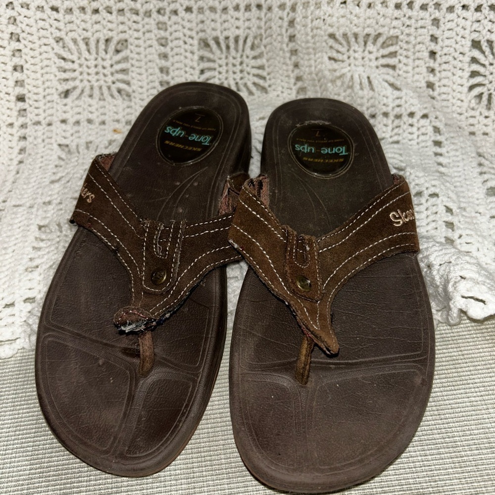 Skechers tone ups moonrock leather sandals size 7
